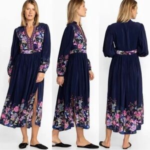 NWT Johnny Was Valeria Dress Midi Size Small Long Sleeves Embroidered Dress